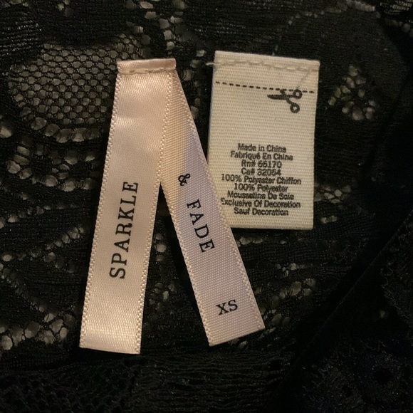 XS SPARKLE & FADE BLACK LINGERIE DRESS SPAGHETTI STRAPS WITH LACE TOP AND SKIRT - Picture 5 of 5